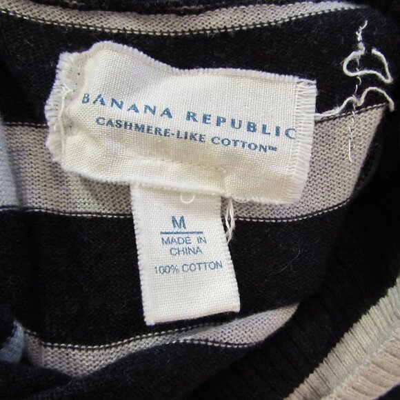 Banana Republic Super Soft "Cashmere-Like Cotton" Blue/Gray Stripe Turtleneck - Picture 3 of 16